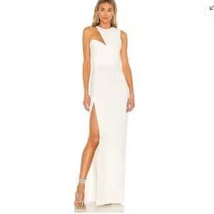 AMANDA UPRICHARD X Gilda Gown Ivory Asymmetrical White Dress maxi Revolve S